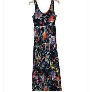Fuzzi Floral Sleeveless Maxi Dress - Black and Multicolor Size Large
